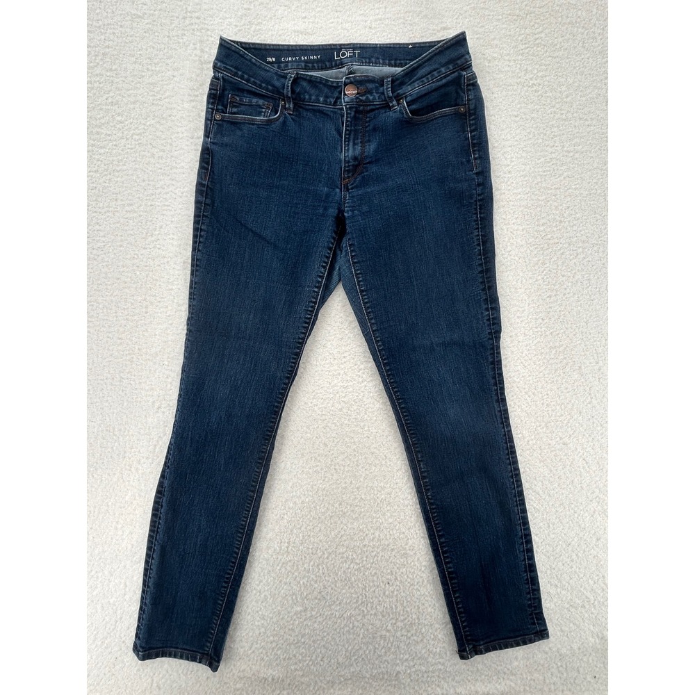 LOFT Ann Taylor Curvy Skinny Jeans‎ Dark Indigo Wash Size 29/8 Stretch Denim